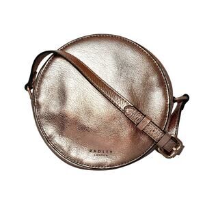 Radley London Fulham Palace Rose Gold Leather Zip Around Circle Crossbody Bag